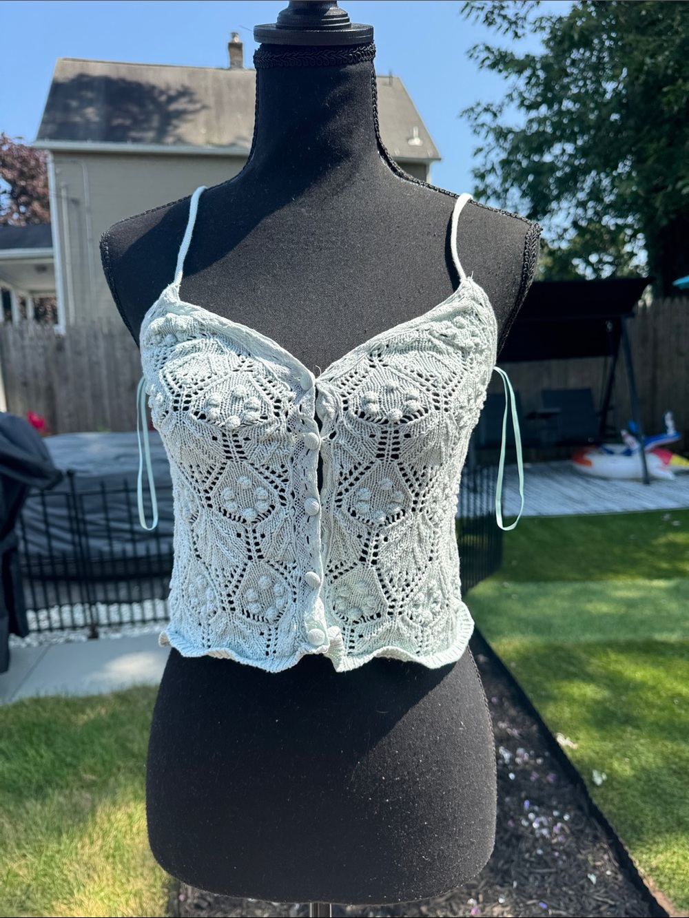 Aeropostale Pale Blue Knit Button-Up Top